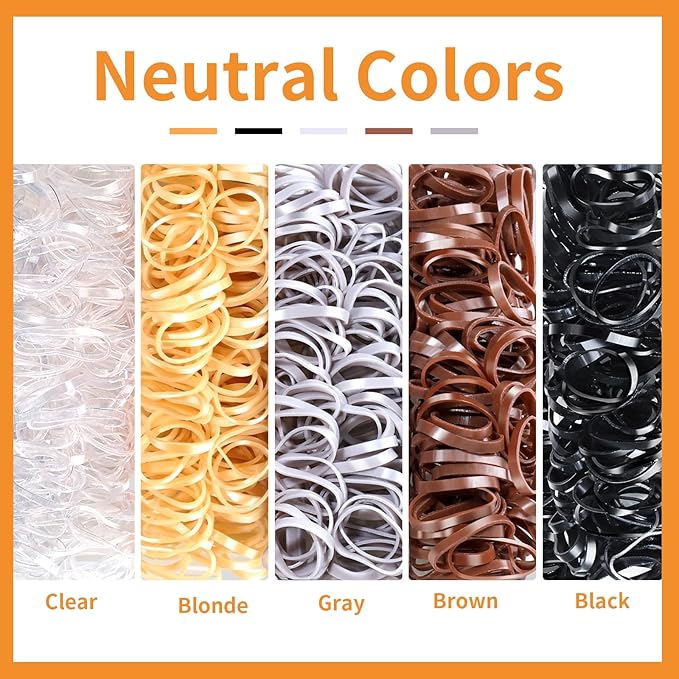 YGDZ Elastic Hair Bands, 5 Colors 600 pcs Hair Ties, Mini Hair Rubber Bands, Elastic Hair Ties for Girl, Ponytail Holders, Hair Accessories for Men, Women, Toddler, Neutral Colors