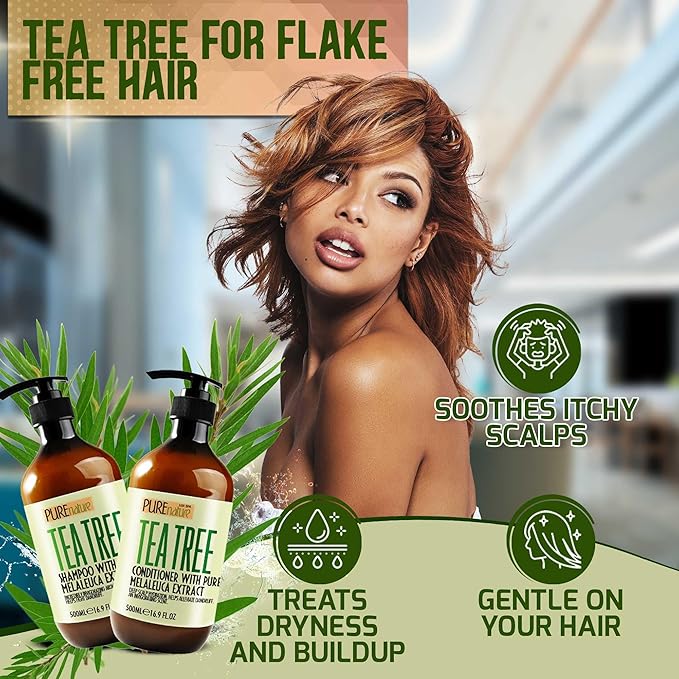 Tea Tree Oil Shampoo and Conditioner Set - Sulfate and Paraben Free Treatment for Oily Hair and to Help Reduce Your Itchy and Dry Scalp - Healthy Anti Dandruff Formula for Men and Women