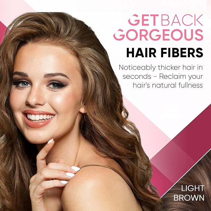 GBG Hair Fibers for Thinning Hair & Bald Spots (Light Brown) - 25g Bottle - Conceals Hair Loss - Instant Cover Up & Volume in 30 Seconds, Hair Powder for Women & Men - Cruelty Free