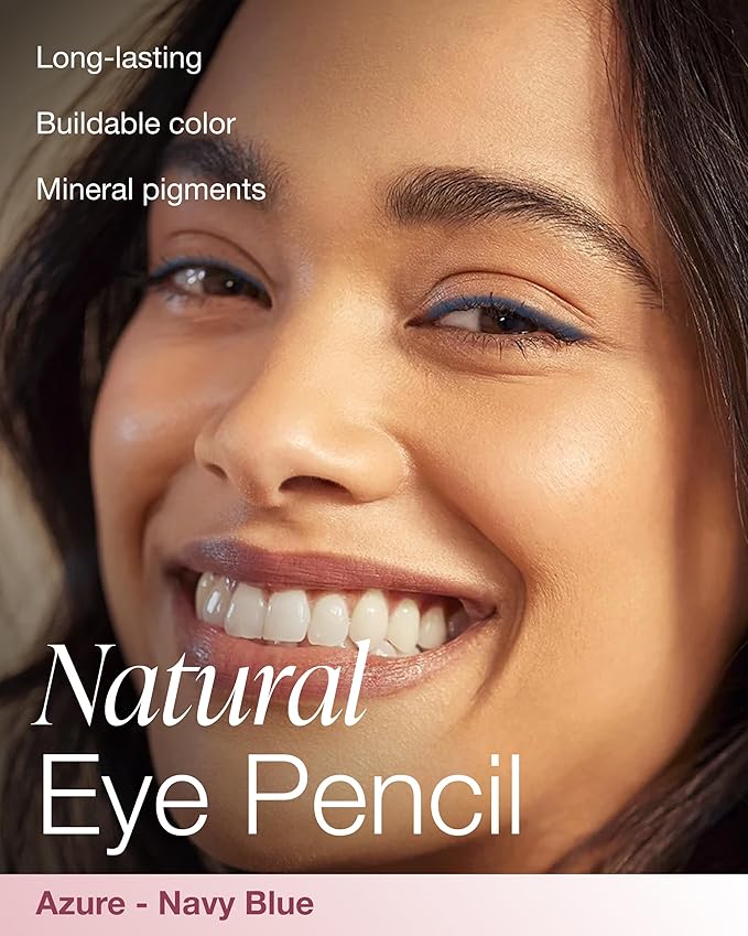 Mineral Fusion Eye Pencil (Navy Blue - Azure) - Eyeliner with Soothing Chamomile, Meadowfoam & Vitamin E - Smooth & Long Lasting, Hypoallergenic, Non-Irritating Eye Makeup