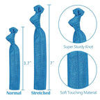 MEEDEE Turquoise Blue Soft Knotted Elastic Hair Ties - 100 Pack, No Crease, No Damage, Ouchless for Pony Tails and Yoga, Multi-Use as Bracelets