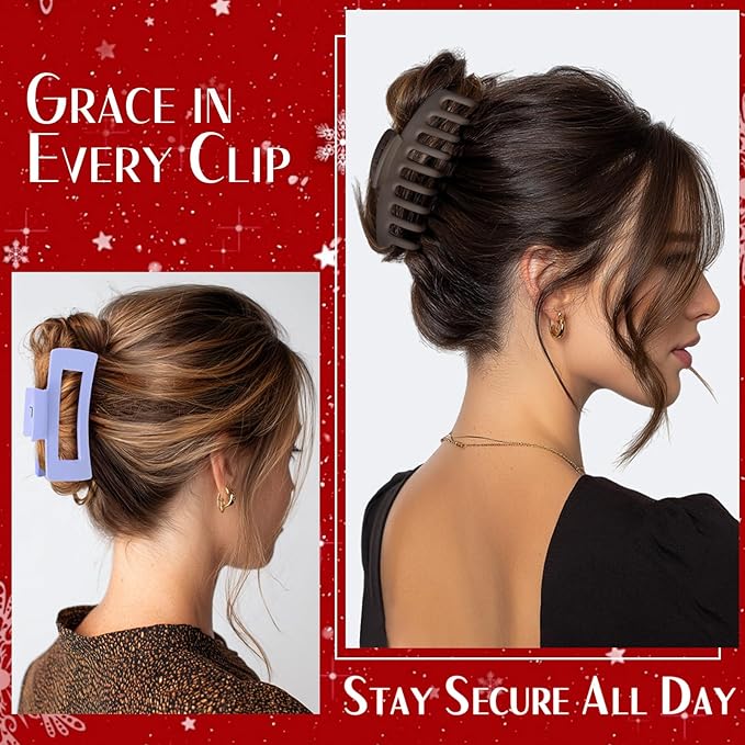 TOCESS 8 Pack Jumbo Hair Claw Clips for Women, Big 4.33 Inch Matte Finish Claw Clips, Durable Non-Slip Rectangle Claw Set for All Girls Hair Types like Thick, Thin, Wavy, or Straight Hair