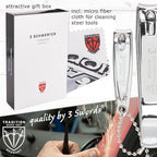 3 Swords Germany - brand quality 3 piece manicure pedicure grooming kit set for professional finger & toe nail care tool clipper fashion leather case in gift box, Made by 3 Swords (762)