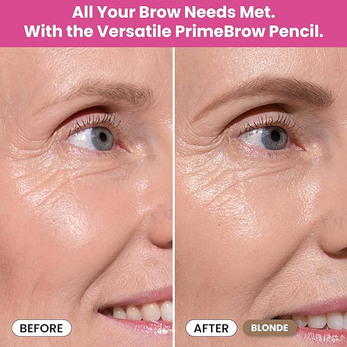 Prime Prometics PrimeBrow Pencil for Mature Women – Ultra-Precise Tip for Natural, Hair-Like Strokes – Smudge-Proof & Long-Lasting Wear – Great for Thinning, Sparse, or Graying Brows (Blonde)