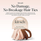 Kitsch Hair Ties No Damage - Strong, Stretchy Hair Bands | Soft Nylon Ponytail Holders, Snag-Free Rubber Bands, Perfect for Updos & Braids | Ideal Gifts for Women - Rosewood, 8pcs