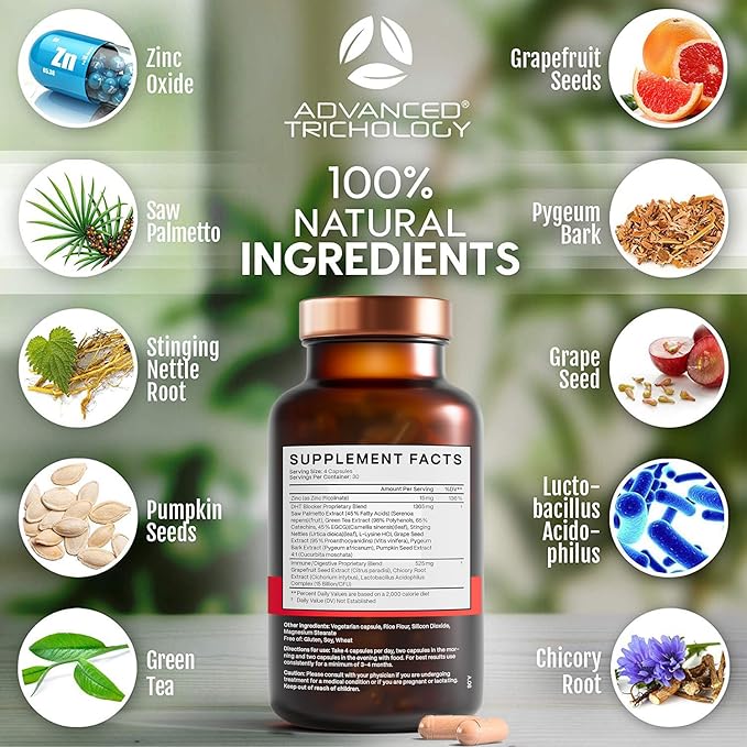 DHT Blocker - Hair Growth Supplement for Genetic Thinning for Men and Women | Approved* by American Hair Loss Association | Guaranteed, Backed by 20 Years of Experience in Hair Loss Treatment Clinics