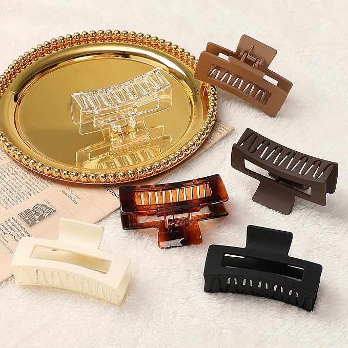 Hair Clip, 3.5 Inch Medium Hair Claw Clips 6 Pack for Women and Girls - Amber Hair Accessories