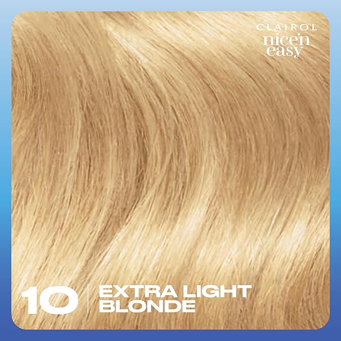Clairol Nice'n Easy Permanent Hair Dye, 10 Extra Light Blonde Hair Color, Pack of 3