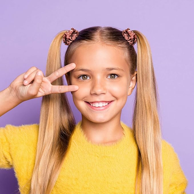 WILLBOND 30 Pcs Small Satin Silk Scrunchies Bulk for Women, Thin Hair Ties Mini Scrunchy Bands Skinny Ponytail Holders for Thick Curly Hair Pony Tails Wrist Decor(Colorful)