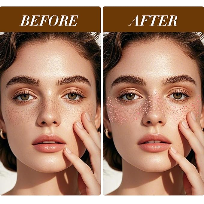 Glitter Freckles Face Tattoo, 30PCS Rose Gold Body Glitter Temporary Tattoos Sparkle Patches for Women, Waterproof Fake Freckles,Festival Rave Outfits Festival Decorations (Rose Gold)