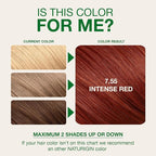 Naturigin Permanent Red Hair Dye - 7.55 Intense Red, Ammonia Free, 100% Gray Coverage, Nourishing Natural Formula, For All Hair Types, Long-Lasting, Vegan & Cruelty-Free, 1 Pack