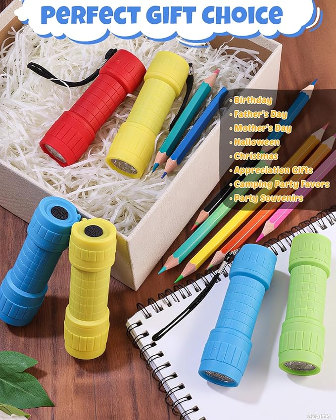 EverBrite 16-Pack Mini LED Flashlight Set, Small Flash Lights Assorted 4 Colors, 48 AAA Batteries Included, for Emergency, Camping, Hiking, Outdoor Activities, Bulk Holiday Gifts