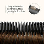 Infiniti PRO CONAIR Tension Control Straightening Brush, Heated Hair Brush with Tension Control Holds Hair in Place, Ionic Technology Adds Shine and Reduces Frizz, Gray