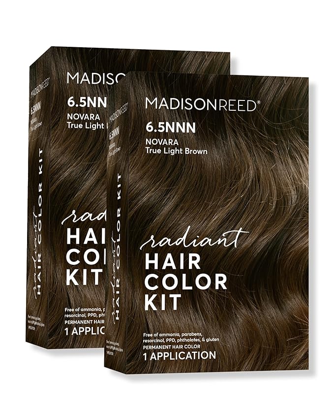 Madison Reed Radiant Hair Color Kit - 6.5NNN Medium Brown with Warm Golden Undertones (Novara Light Brown), 100% Gray Hair Coverage | PPD-Free & Ammonia-Free, 2 Pack