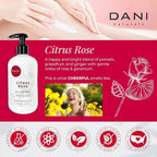 DANI Naturals Hand & Body Lotion - Citrus Rose Scented, Deep Hydration Lotion for Dry Skin, With Shea Butter & Aloe Vera, Natural & Organic Ingredients, Paraben-Free, 12 Oz
