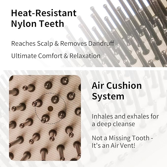 Paddle Hair Brush for Women-Detangling Cushion Brush with Soft Ball-Tip Bristles,Anti-Static Wide Brush for Wet Dry Hair,Smooth Comfortable Scalp Care