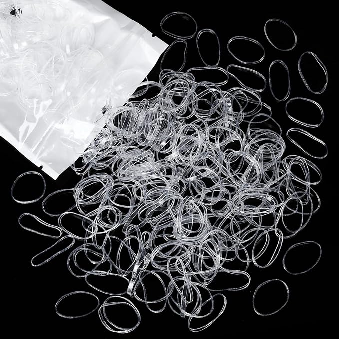 Teenitor Clear Hair Elastics, Clear Elastics Rubber Bands for Hair Ties, 300pcs