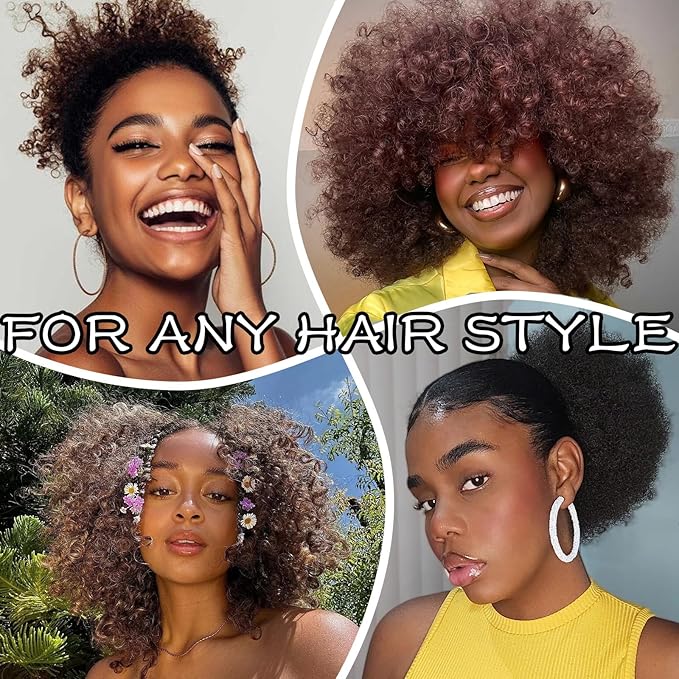 2 pcs Adjustable Afro Puff Hair Tie, Extra Large Satin Scrunchies, No Damage Durable Afro Puff Accessories, Oversize Hair Bands, Sleeping Giant Satin Scrunchies for Thick Curly Hair