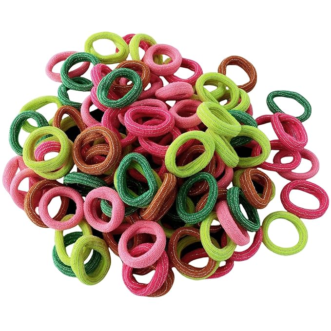 Mini Small Glittering Hair Ties All Hair Types Seamless Glitter Hair Ponies Elastics Ponytail Holders Hair Scrunchies Hair Accessories Baby Girls Kid Children 100 pcs