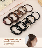 20Pcs Hair Ties -No Damage Seamless Nylon Fabric Bands, Seamless Soft Thick Ponytail Holder Scrunchies Fashion Head Bands for Women Girls(brown 20pcs)