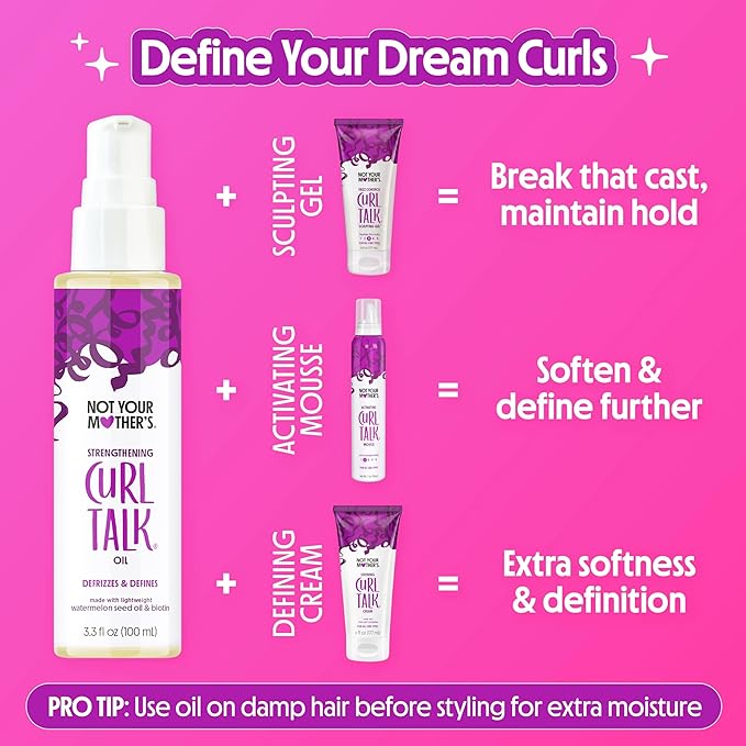 Not Your Mother's Curl Talk Strengthening Oil (2-Pack) - 3.3 fl oz Each - Nourishing, Frizz-Control, and Strengthening Oil for Curls
