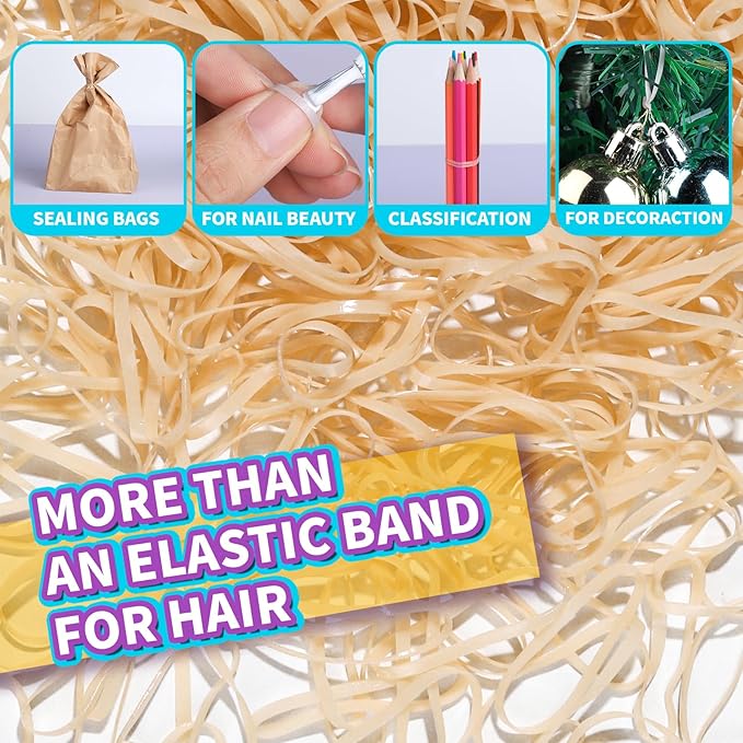 Teenitor Hair Tie, Elastics for Hair, 300pcs, Beige