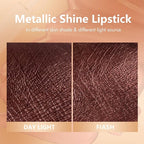 MAKI YIKA Brown Lipstick for Women Metallic Lipsticks Glitter Long Lasting Lipstick No Smudge No Transfer Liquid Lip Gloss (BR04 After Heat)