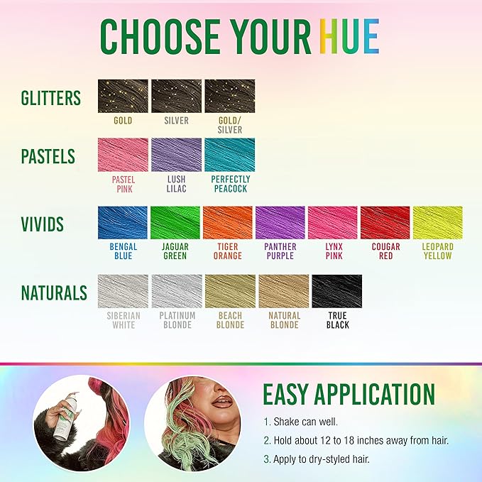 Punky Temporary Hair Color Spray – Jaguar Green, Instant Vivid Temporary Hair Dye for Women, Wash Out, Hair-Color Spray, 3.5 oz, 1 Pack