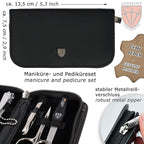 3 Swords Germany - brand quality 6 piece manicure pedicure grooming kit set genuine leather case black, Made in Germany
