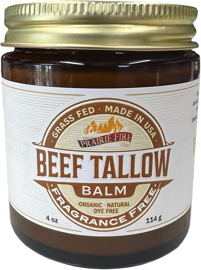 Grass Fed Beef Tallow Balm - 4 oz - Made in USA - Organic Grass Fed and Finished Tallow - Moisturizing Skin Care Lemon