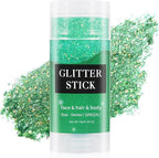 MEICOLY Green Body Glitter Stick,Christmas Hair Glitter Stocking Stuffers for Women,Green Accessories for Spirit Week,Alien Face Glitter,St Patricks Day Accessories,Chunky Glitter for Mardi Gras