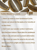 Wide Tooth Green Sandalwood Detangler Comb - Wooden Hair Comb for Natural Hair, Curly/Thick Hair Knot Remover (No Handle, Scented Wood)