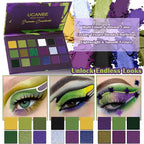 Green Purple Goth Eyeshadow Palette Makeup- 18 Colors Matte Shimmer Metallic Bright & Dark Smoky Gothic Eye Shadows for Halloween Christmas Grinch Witch Beetle-juice Ursula SFX Cosplay Costume Make Up