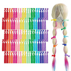 MEEDEE 100 Pack Rainbow Elastic Hair Ties: No Crease, Soft Ribbon Knotted Ponytail Holders for Women, Ouchless Yoga Bracelets