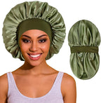 Silk Bonnet for Sleeping Women, Satin Hair Sleep Bonnets for Curly Hair Braids, Double Layer Large Wide Band Sleep Cap