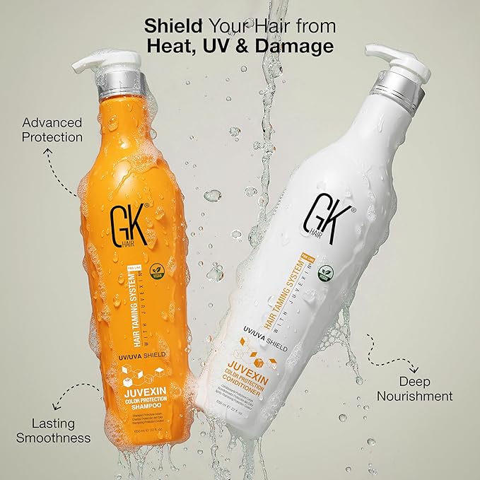 GK HAIR Color Protection Shield Shampoo and Conditioner – Blocks UV/UVA Rays – Color Treated Hair from Fading – Deep Hydration, Frizz Control, Restores Softness and Hydration