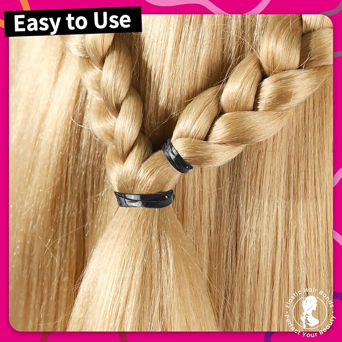 Teenitor Black Hair Elastics Ties, 300pcs Rubber Bands Hair Soft Elastic Bands