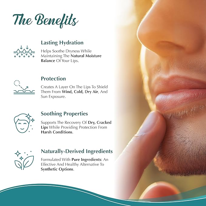 Moisturizing Tallow Lip Balm – Grass-Fed Beef Tallow with Organic Coconut Oil, Beeswax, and Vitamin E – Peppermint – Lip Balm Set – Travel Essential – 3-Pack