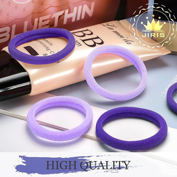 50Pcs Hair Ties for Women Girls,Cotton Seamless Hair Ties, Soft Ponytail Holders,No Crease No Damage Elastics Hair Bands with Box for Thick Heavy and Curly Hair (Set 3)