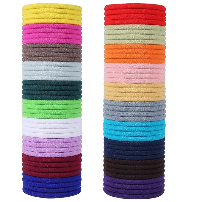 80PCS Hair Elastics, 6MM Colorful Ponytail Holders, 2 Inch in Diameter Elastic Band for Medium to Thick Hair, Curly Hair, Women or Men, 20 Colors (Multicolor)