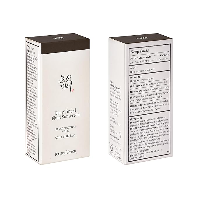 Beauty of Joseon Daily Tinted Fluid Sunscreen 12 Shades for Face Moisturizing Broad Spectrum SPF 40 Korean Skincare 50ml, 1.69 fl.oz #DN350
