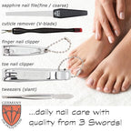 3 Swords Germany - brand quality 7 piece manicure pedicure grooming kit set for professional finger & toe nail care scissors clipper fashion leather case in gift box, Made by 3 Swords (84322)