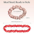 Kitsch Satin Scrunchies for Women - No Crease Hair Ties for Girls | Scrunchies For All Hair Types and Textures, Perfect for Day or Night | Ideal Gifts for Women - Assorted Cherry Blossom, 5pcs