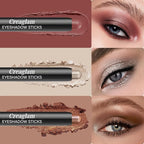 Eyeshadow Stick 3Pcs Set, Metallic & Shimmer Shades for Bold Looks, Waterproof & Smudge-Proof Pencil, Color Includes Arabian Spice, Brush Shimmer, Lion Gold, 1.9g Each