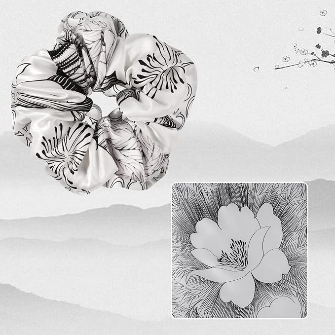 OLESILK 100% Mulberry Silk-Scrunchies for Hair Sleep, Women Grils Silk Hair Ties for Frizz & Breakage Curly Hair, No Damage, Elastics Ponytail Holder, 3 Pack