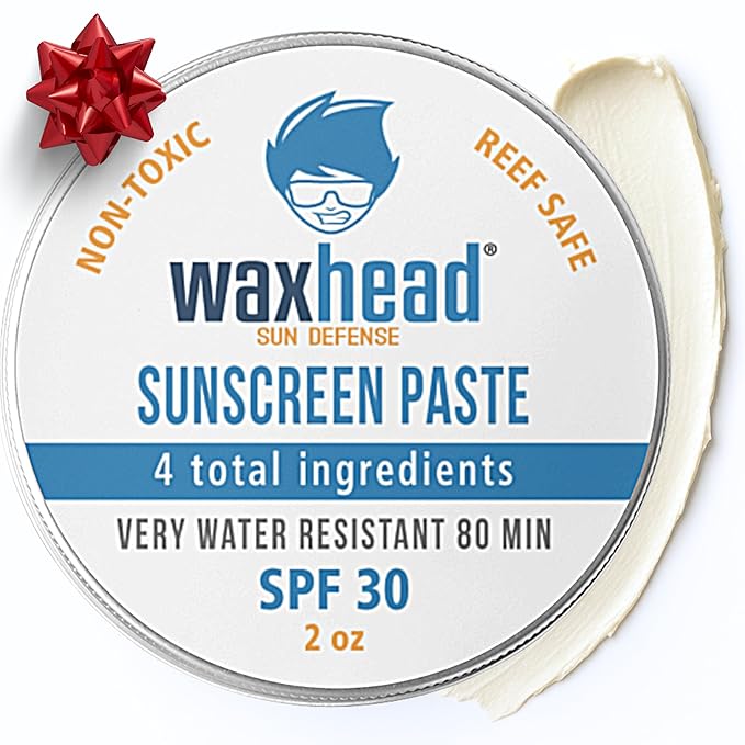 Waxhead Zinc Oxide SPF 30 Face & Nose - Mineral Sunscreen, Reef Safe Sunscreen Travel Size, Biodegradable Coral Friendly Paste, Kids Adult Sensitive Skin, Water Resistant 80 Min, 2oz