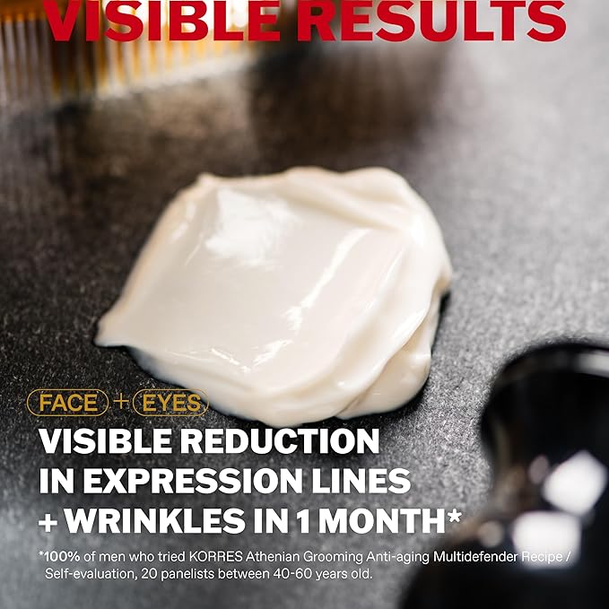 KORRES Athenian Grooming Anti-Ageing Face & Eye Cream with Achillea Millefolium & Baobab Leaf Extracts, Reduces Fine Lines, Smooths Wrinkles & Puffiness, Vegan, For Men, 1.69 fl oz, Stocking Stuffer