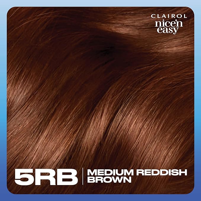 Clairol Nice'n Easy Permanent Hair Dye, 5RB Medium Reddish Brown Hair Color, Pack of 2