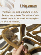 Sharp Fine Tooth Green Sandalwood Comb with Handle - Wooden Thin Hair Detangler Brush for Smoothing & Precision Hair Styling (Anti-Static & Durable)