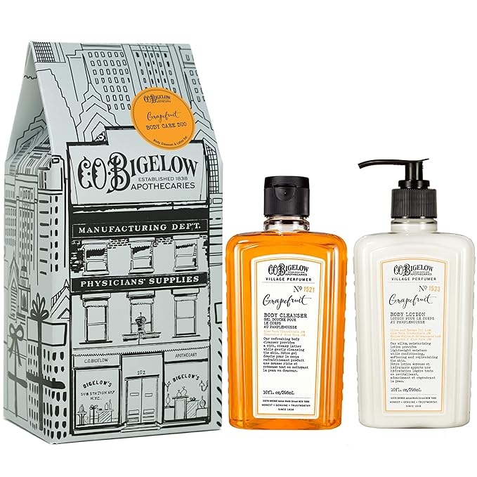 C.O. Bigelow Grapefruit Apothecary Duo Skin Care Gift Set, Body Wash & Body Lotion, Liquid Soap & Moisturizing Lotion, Set of 2, 10 Fl Oz